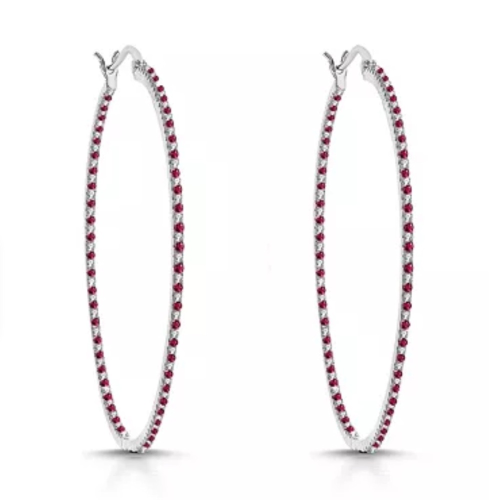 Rachel Glauber
Dazzling Colored Cubic Zirconia Slim Large Hoop Earrings